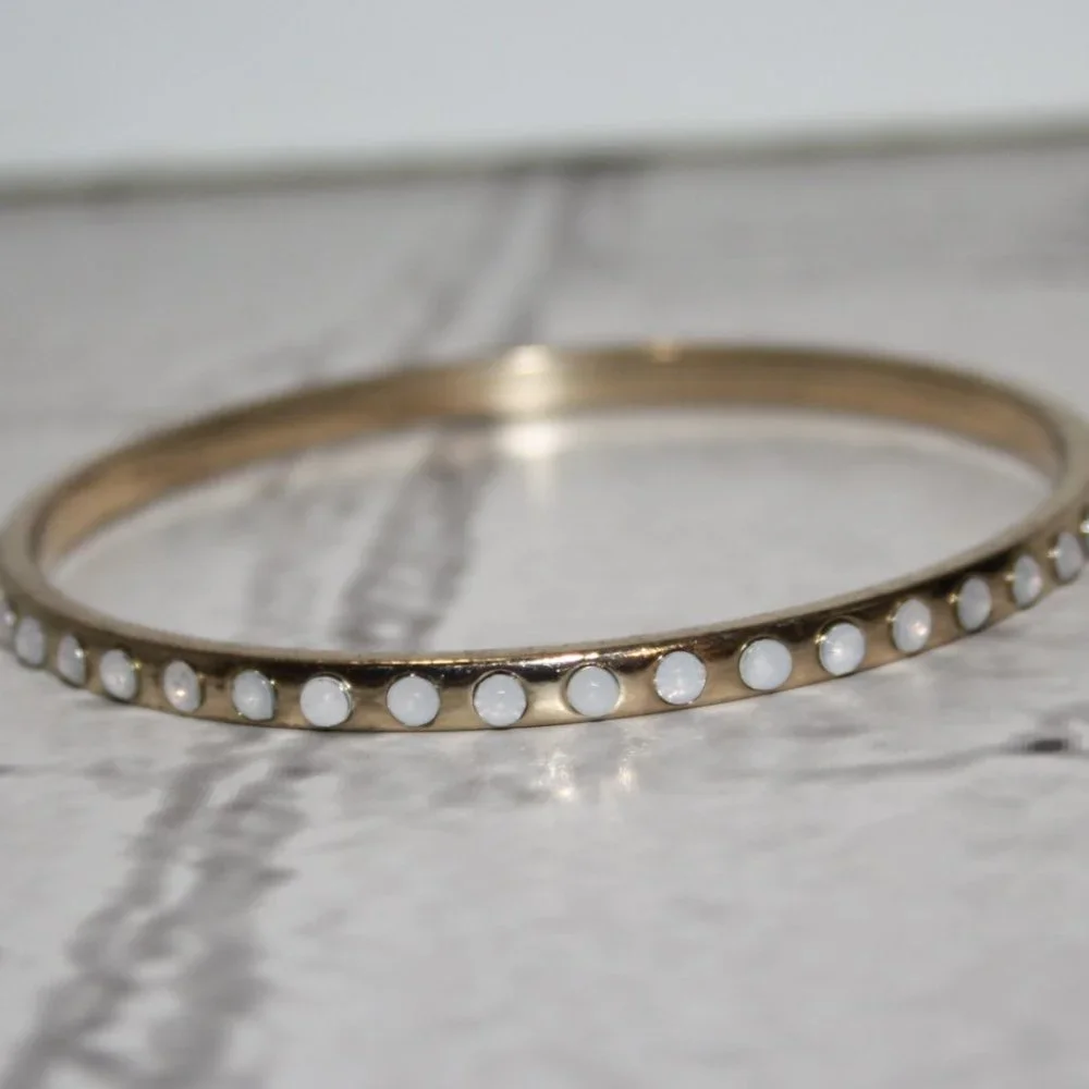 🌙💛 Gold & Opalite Bangle Bracelet – 7